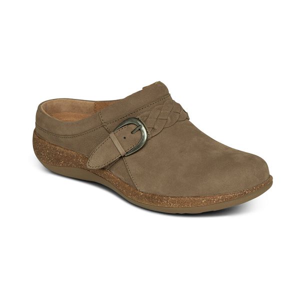Aetrex Women's Libby Arch Support Clogs Taupe Shoes UK 4494-954